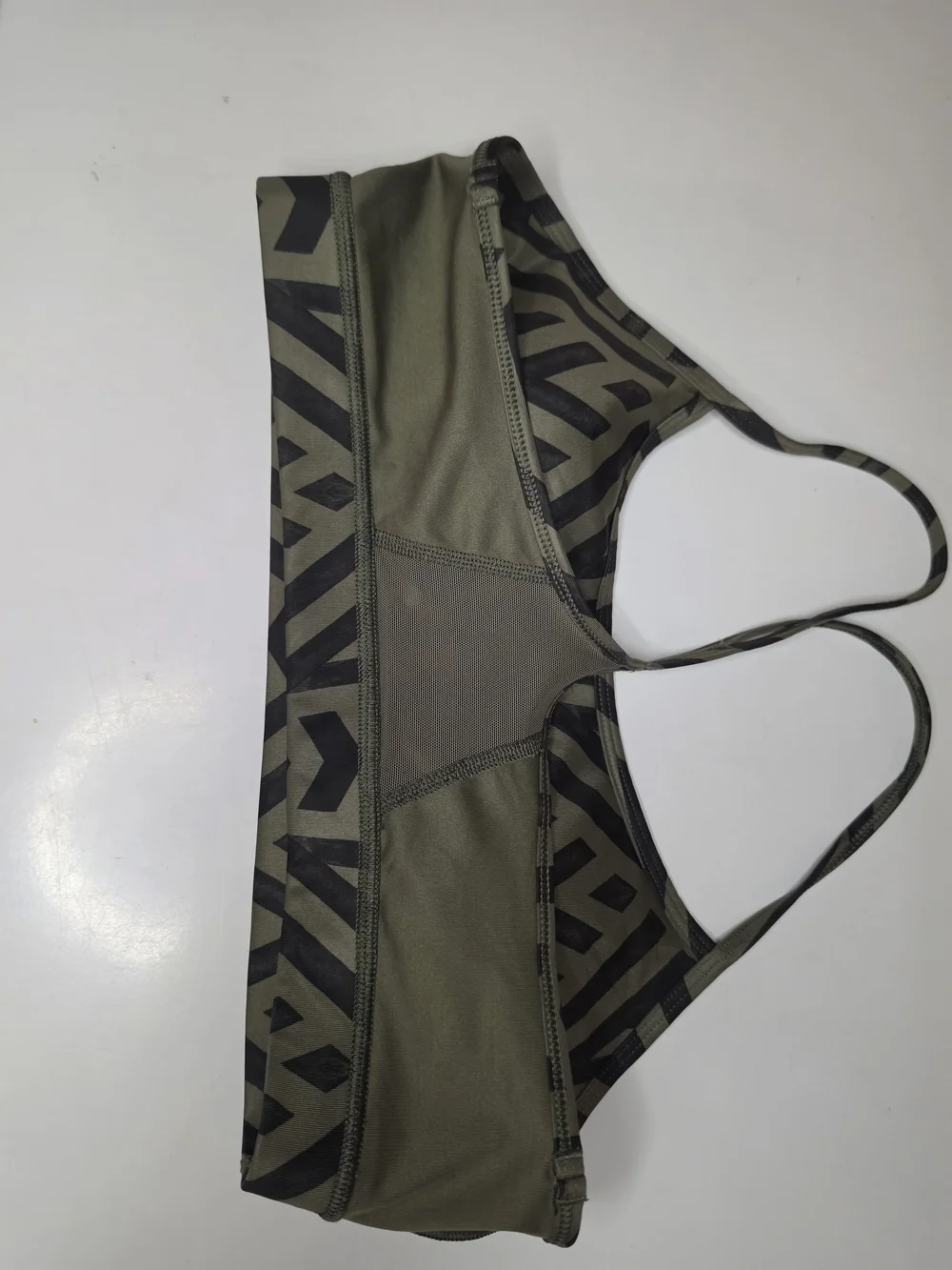 lululemon athletica Olive Green & Black Geometric Strappy Sports Bra